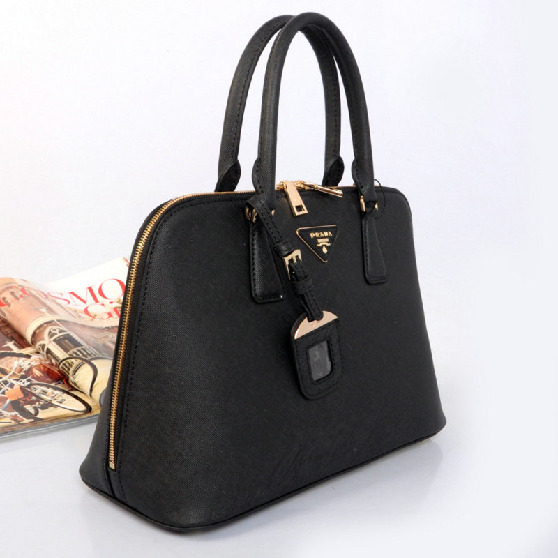 2014 Prada Saffiano Leather Two Handle Bag BL0816 lake black for sale - Click Image to Close